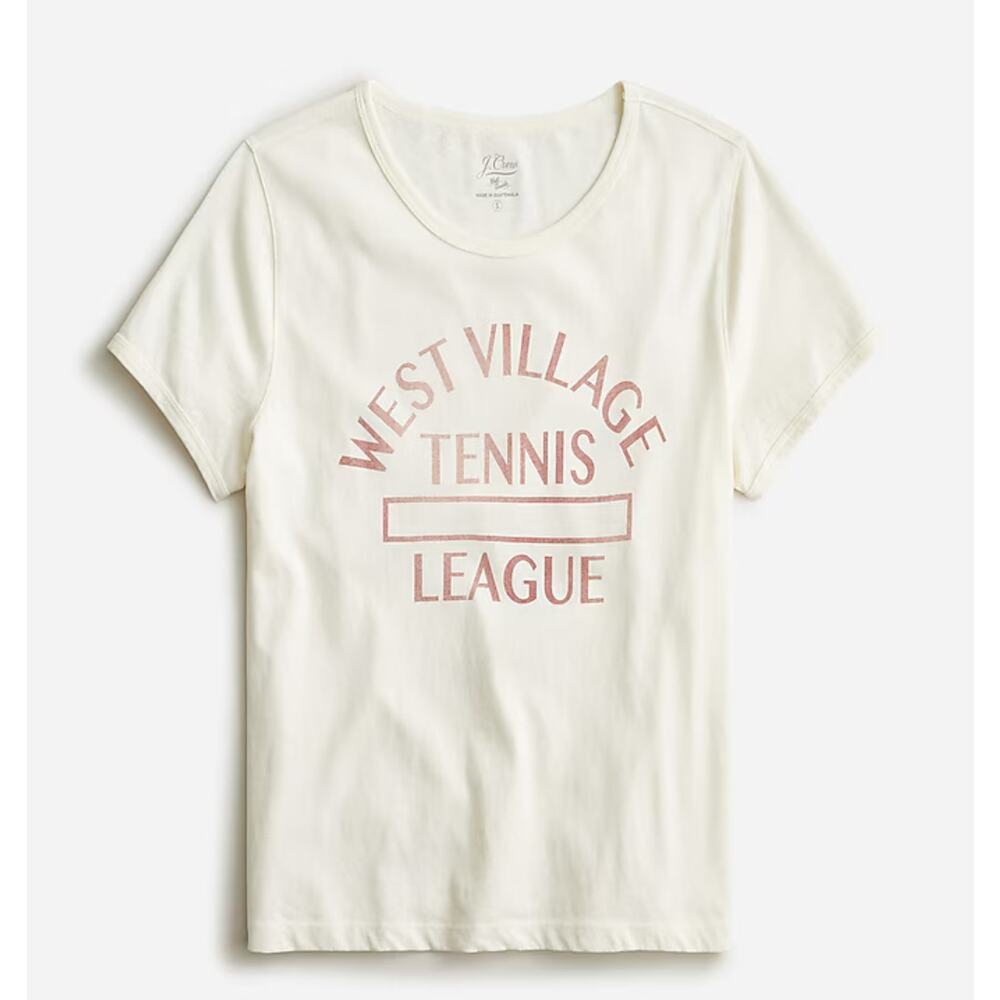 NWT J.Crew Broken-in Jersey "West Side Tennis League" Croopped T-shirt Size XXS